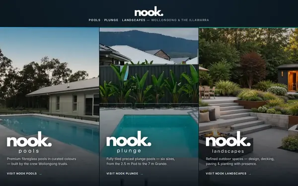 Nook website, desktop view