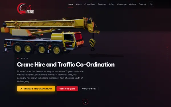 Nowra Cranes website, desktop view