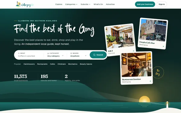 Wollongong.life website, desktop view