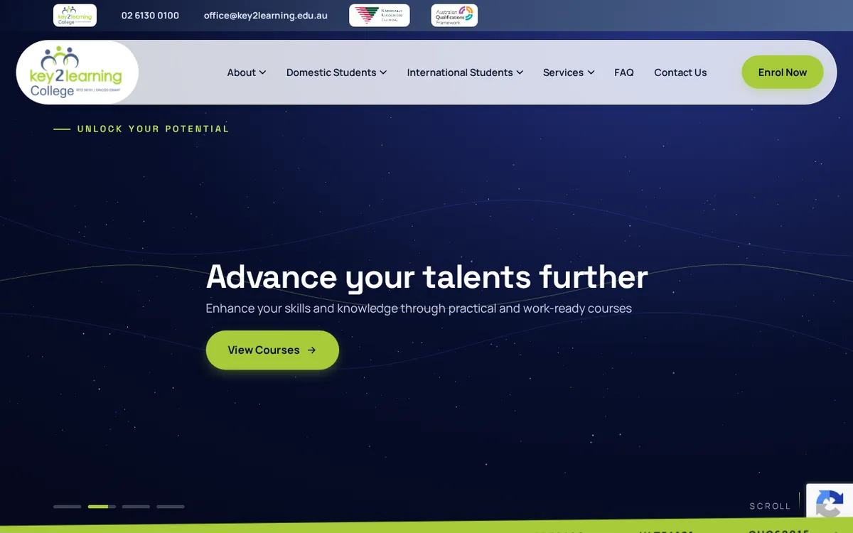 Key 2 Learning College website homepage