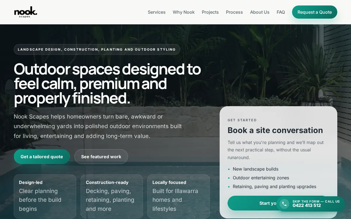 Nook Scapes website homepage