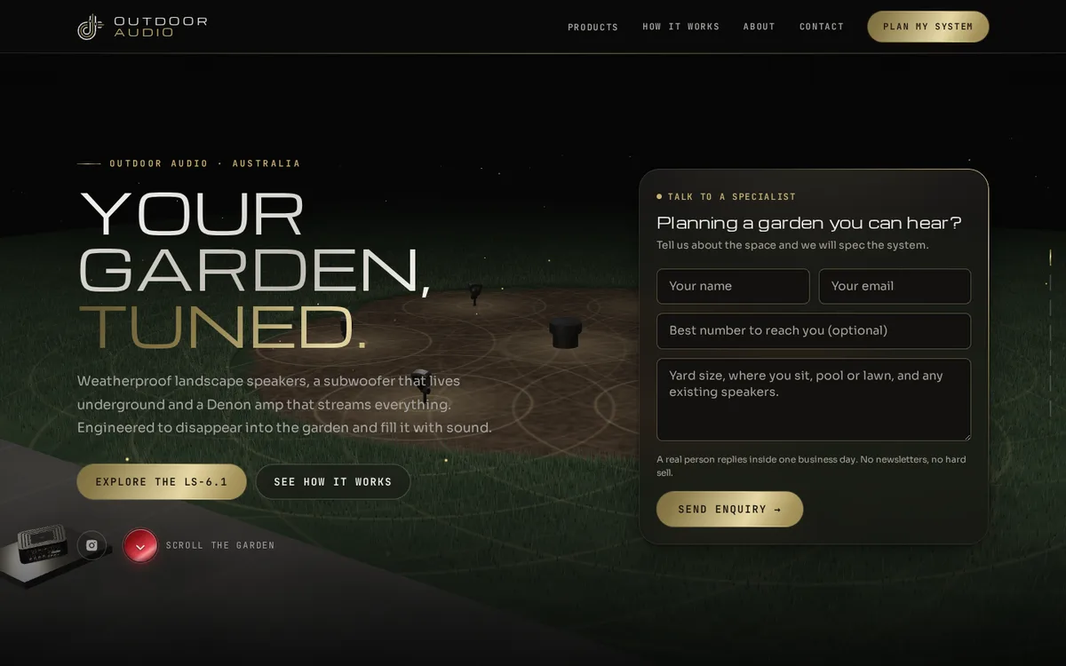 Outdoor Audio website homepage