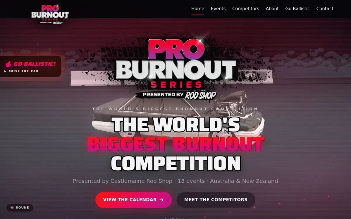 Pro Burnout Series website homepage
