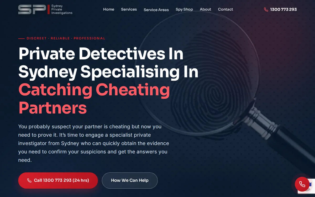 Sydney Private Investigations website homepage