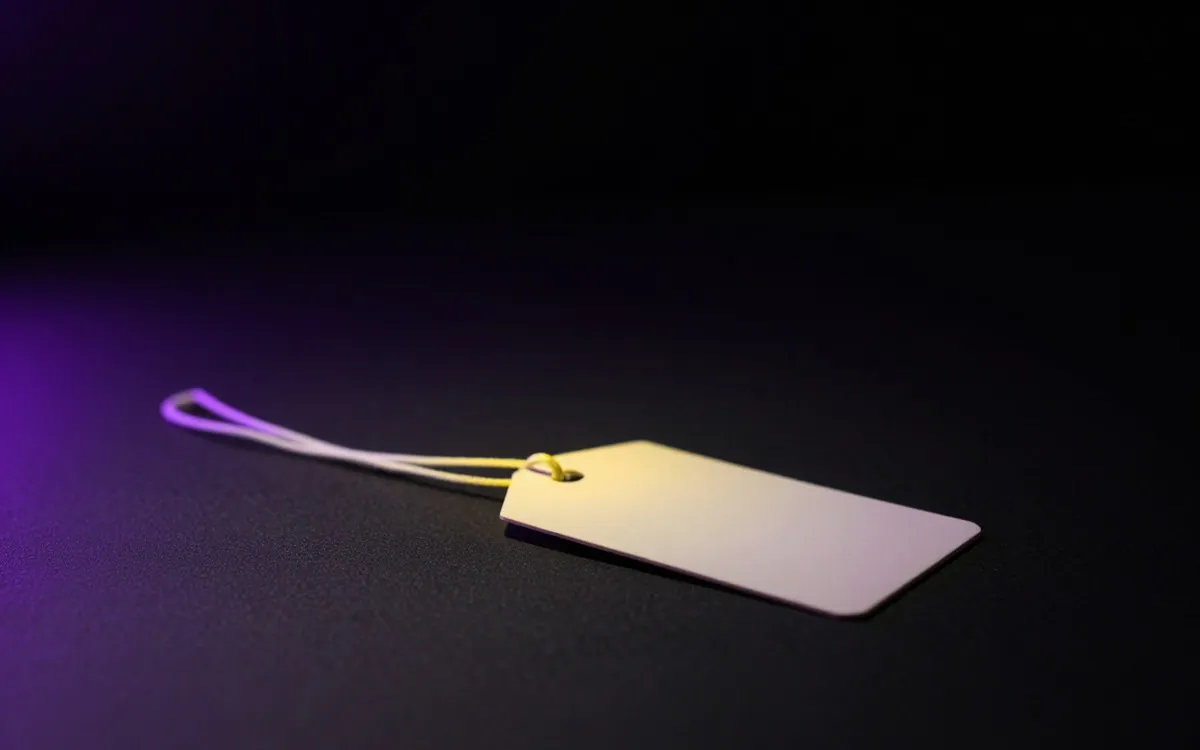 A blank luggage tag on a string, macro